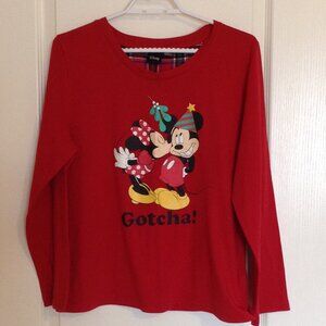 Disney Mickey Mouse Women's Pajama PJ Top Size M Red Sleepwear 'Love to Lounge'